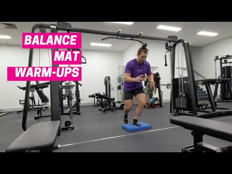 video on how to warm up for training using a balance mat